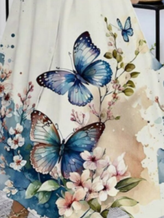 Elegant Butterfly Positioning Print High Elastic Sleeveless Dress
