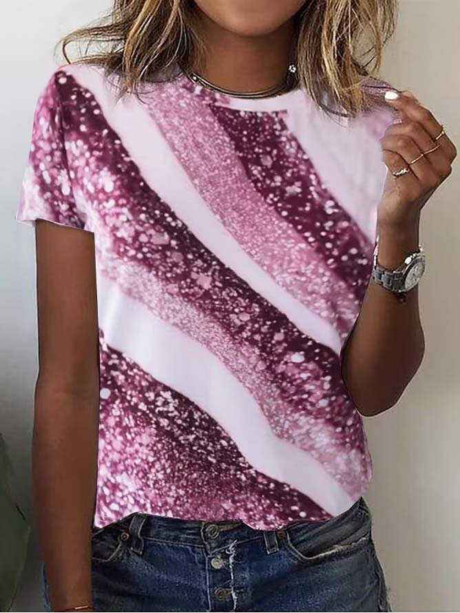 Loose Casual Gradient Pattern Graphic Print T-Shirt