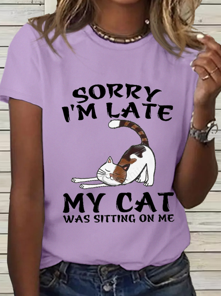 Women Text Letters Crew Neck Cotton Short Sleeve Simple Daily Summer T-shirt