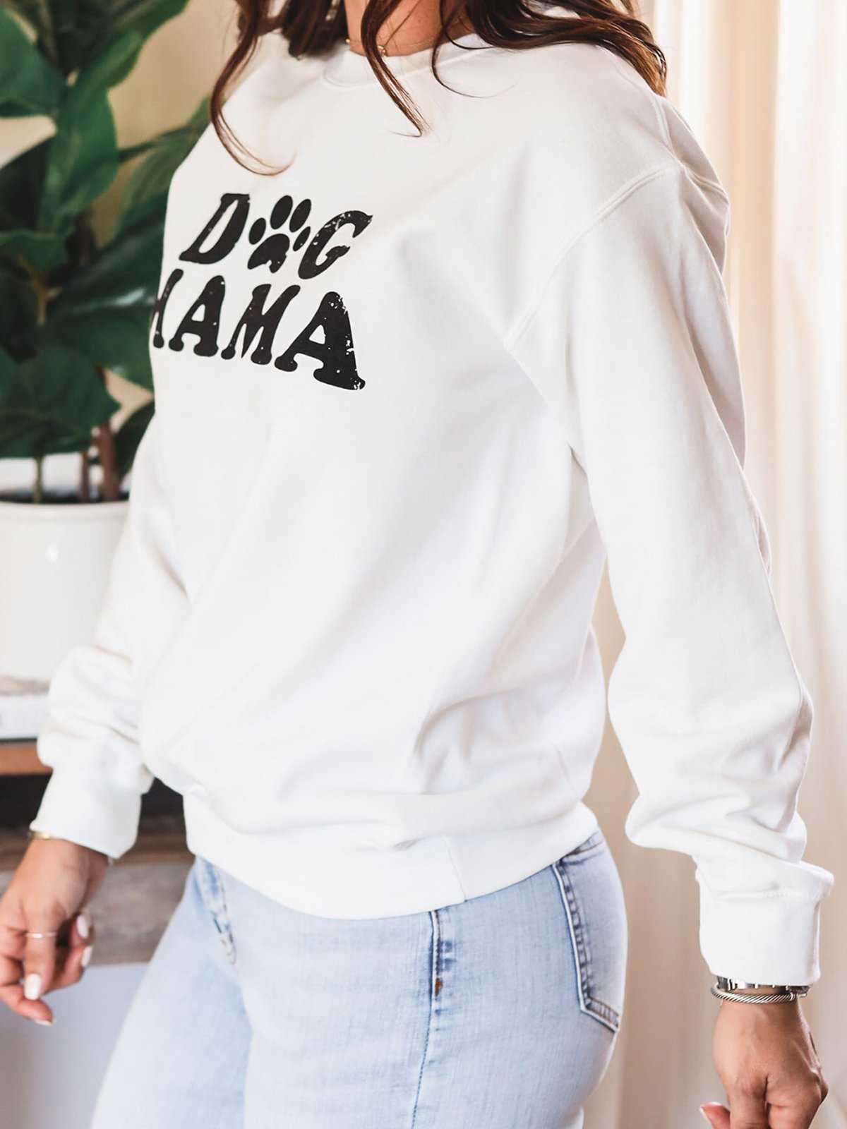 Casual Text Letters Loose Crew Neck Sweatshirt
