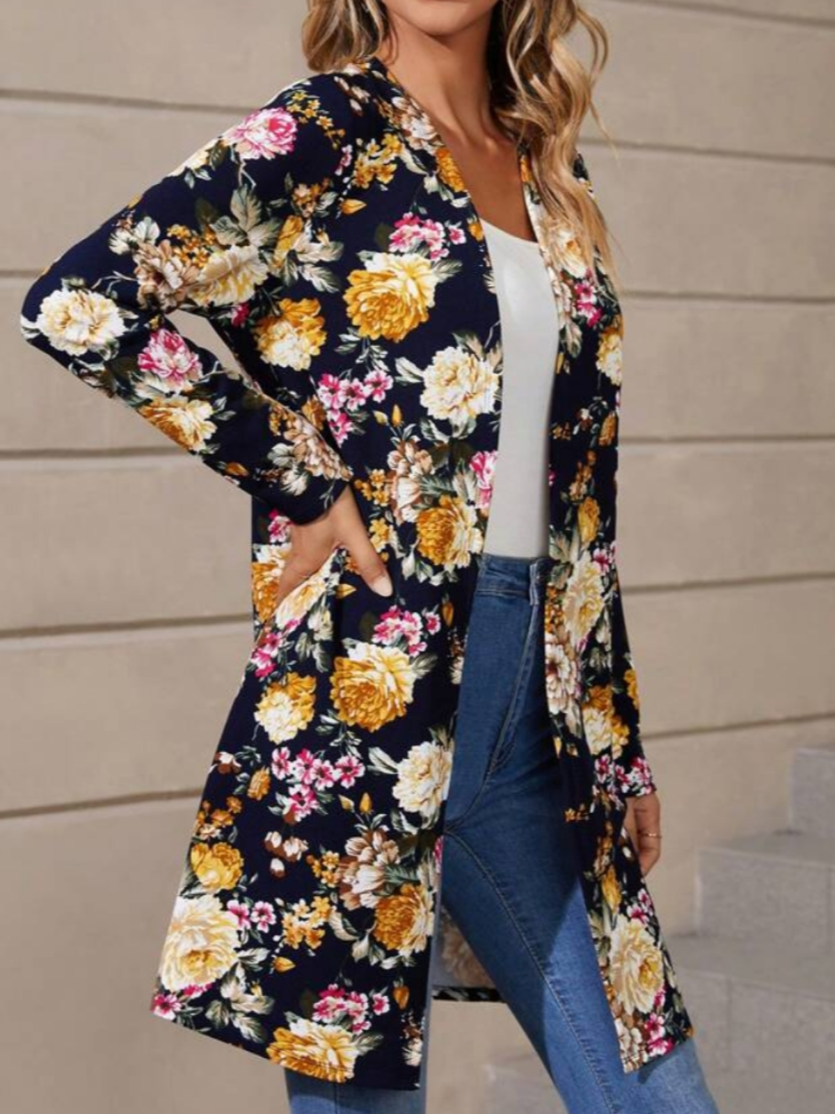Casual Loose Floral Others Kimono