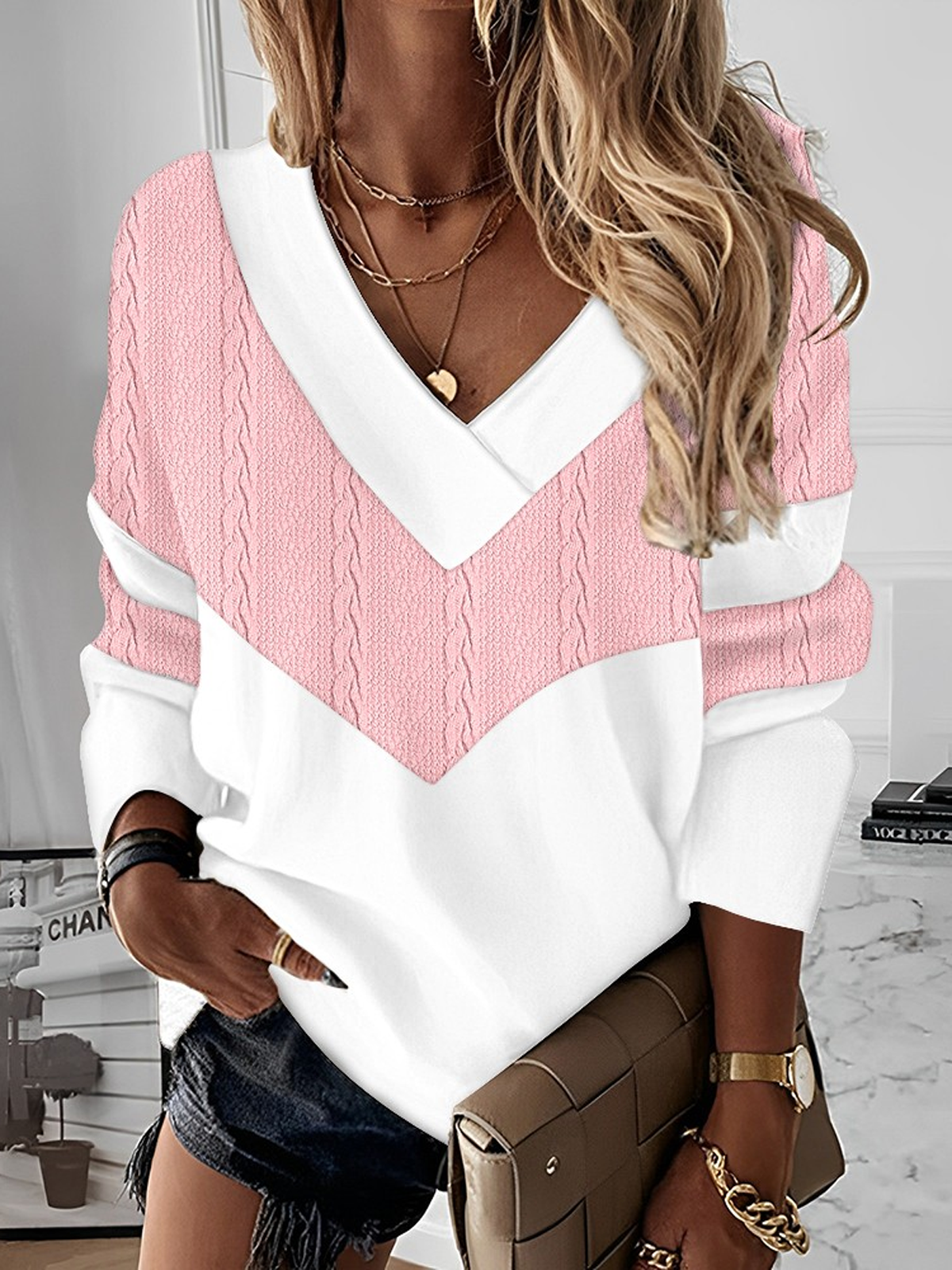 Casual Color Block Sweatshirt