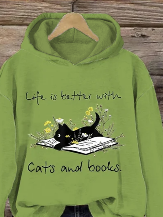 Fun Cat Print Women's Hooded Sweatshirt