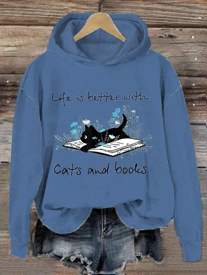Fun Cat Print Women's Hooded Sweatshirt