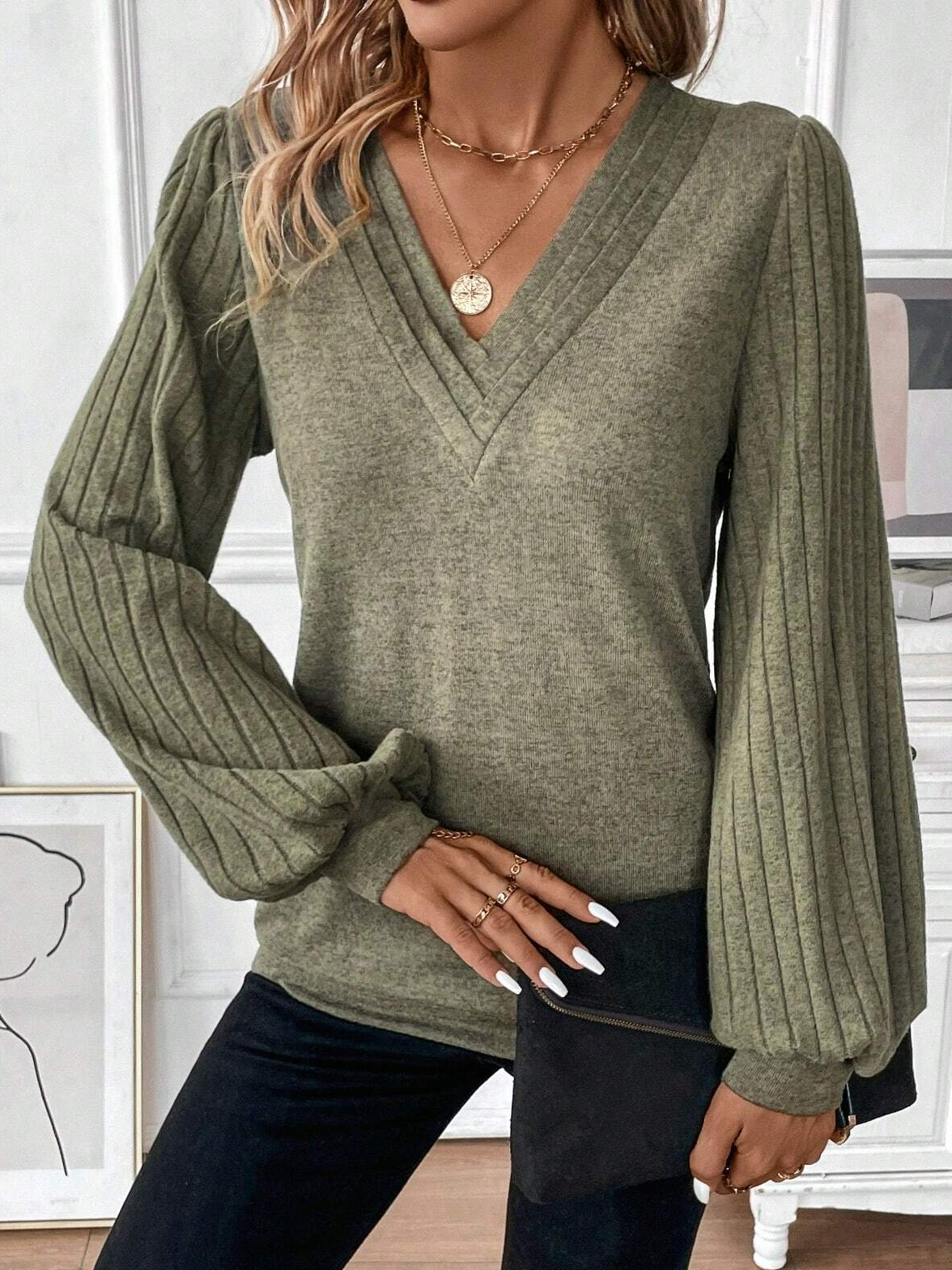 Loose Knitted Plain Casual Shirt