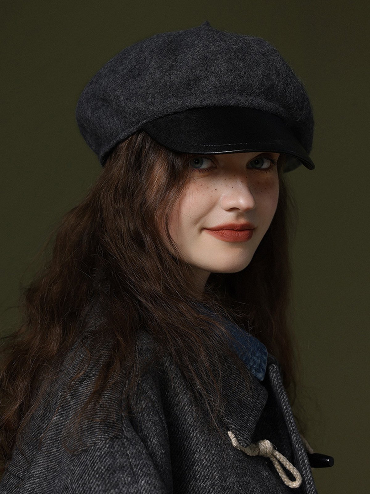 Elegant Color Block Wool-Blend Beret