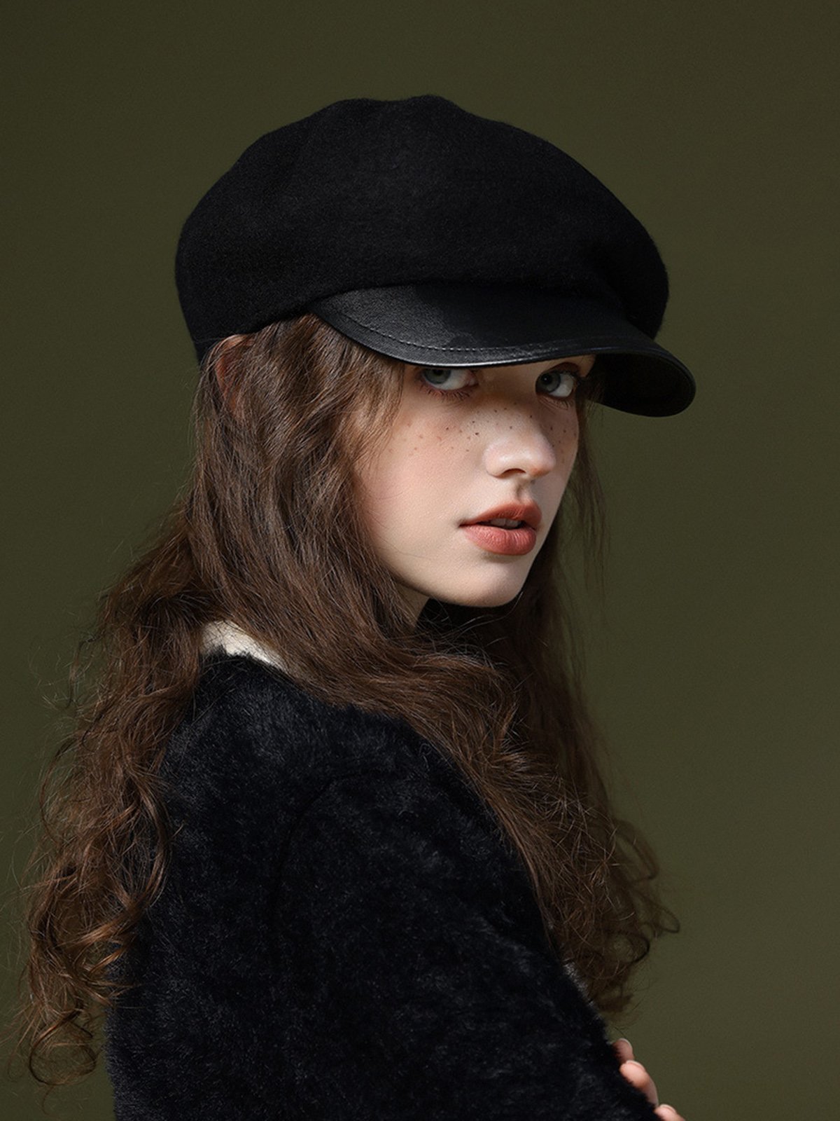 Elegant Color Block Wool-Blend Beret