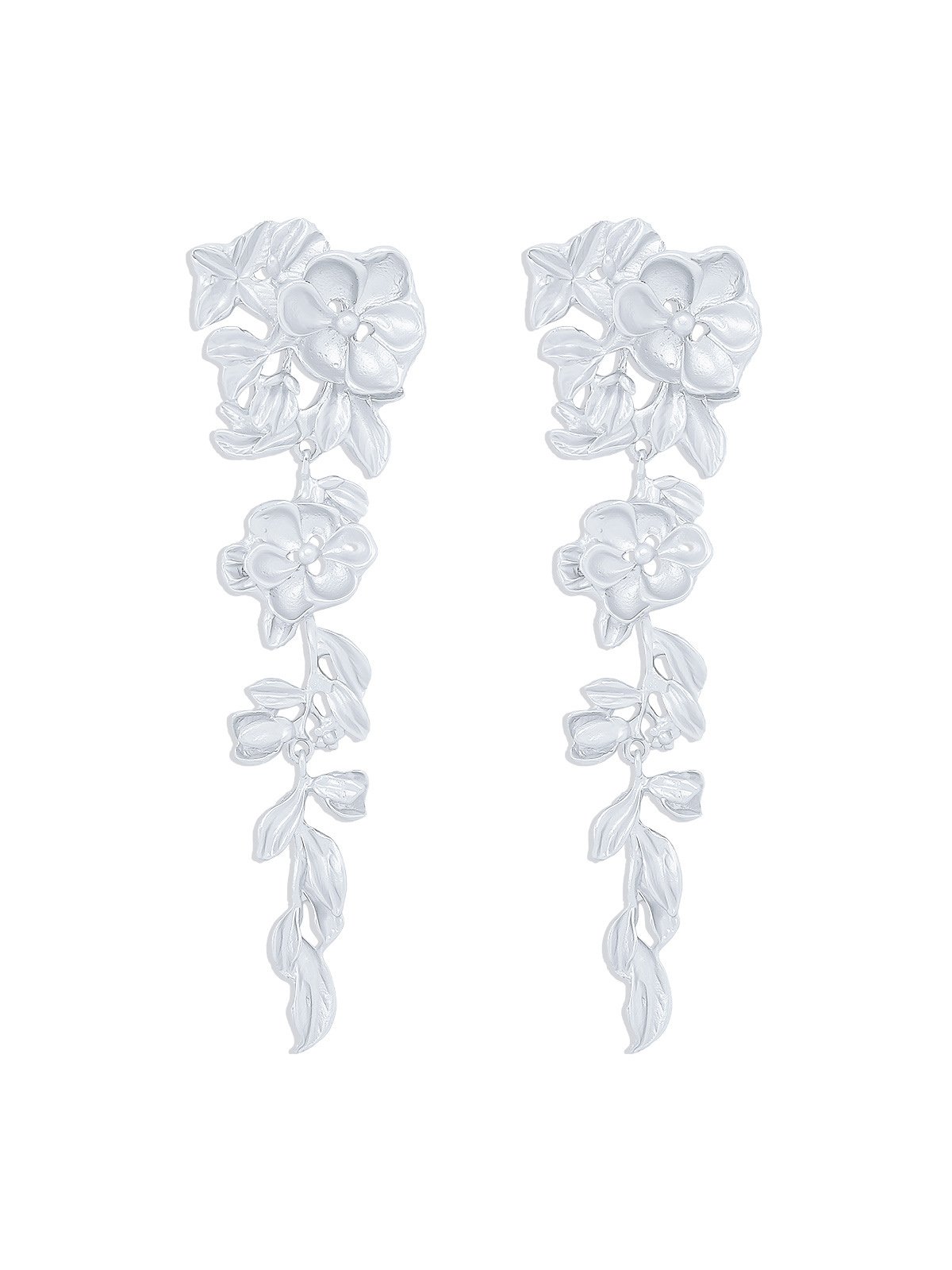 Exquisite Metal Hollow Floral Leaf Tassel Earrings
