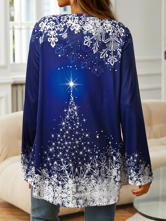 Christmas Snowflake Loose Casual  T-Shirt