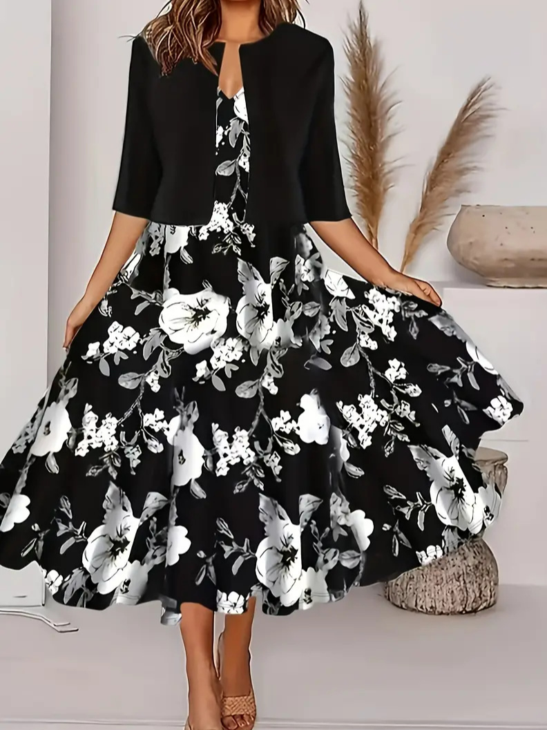 Casual Floral V Neck Two-Piece Set