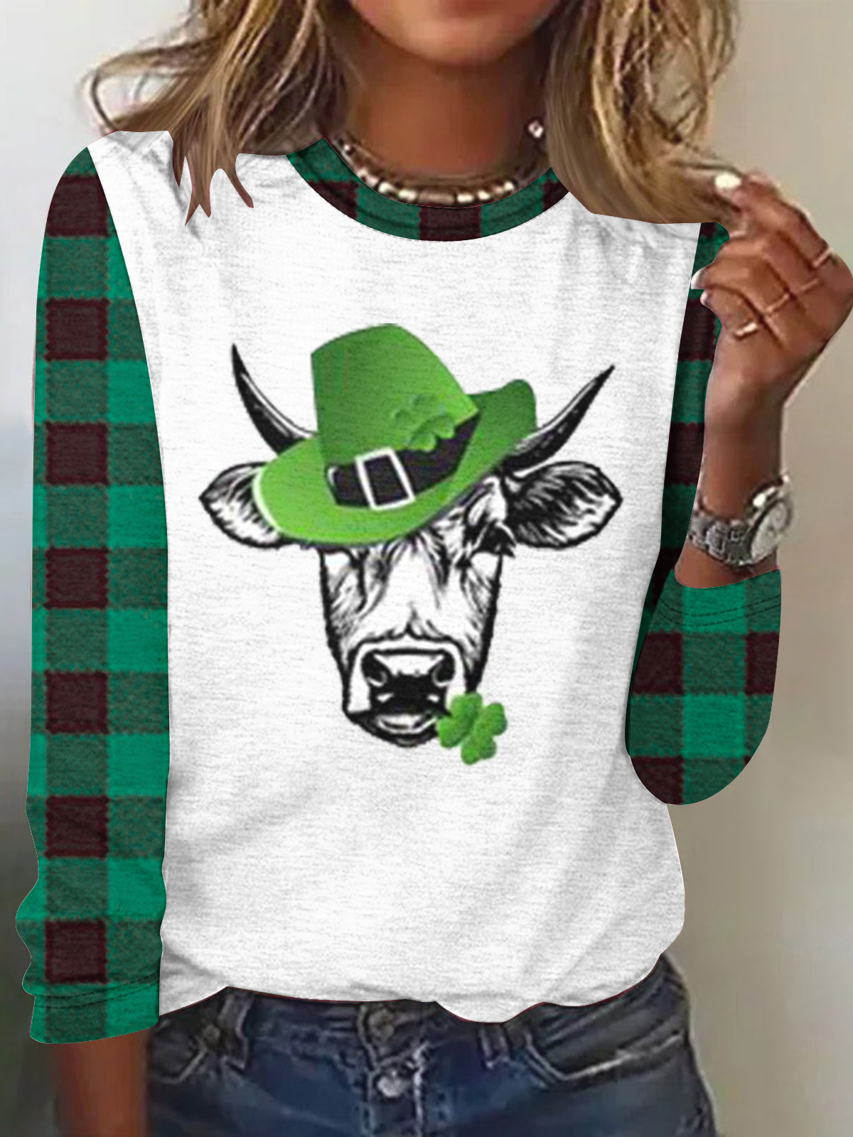 Casual Loose Four-Leaf Clover T-Shirt