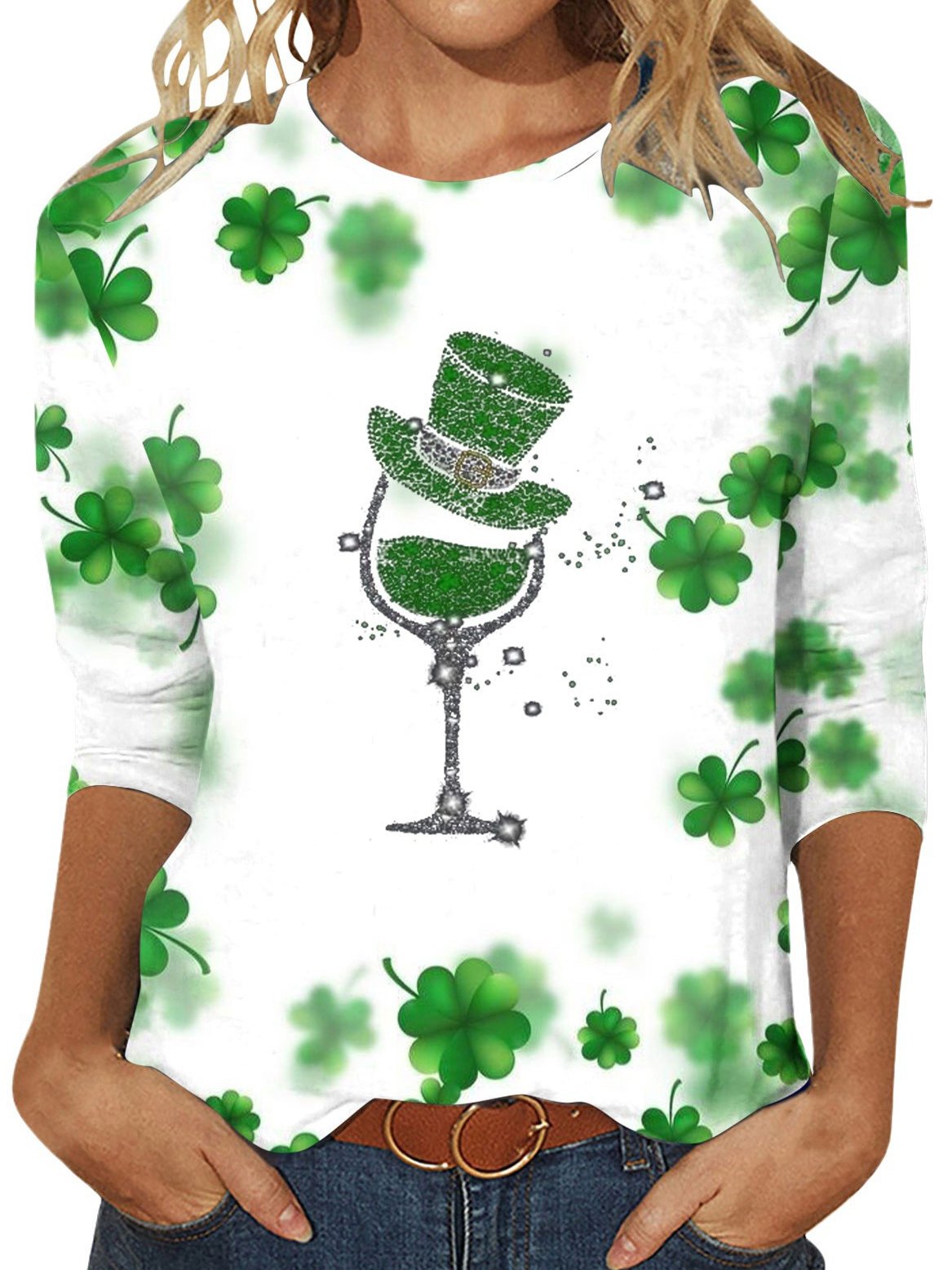 Casual Four-Leaf Clover Loose T-Shirt