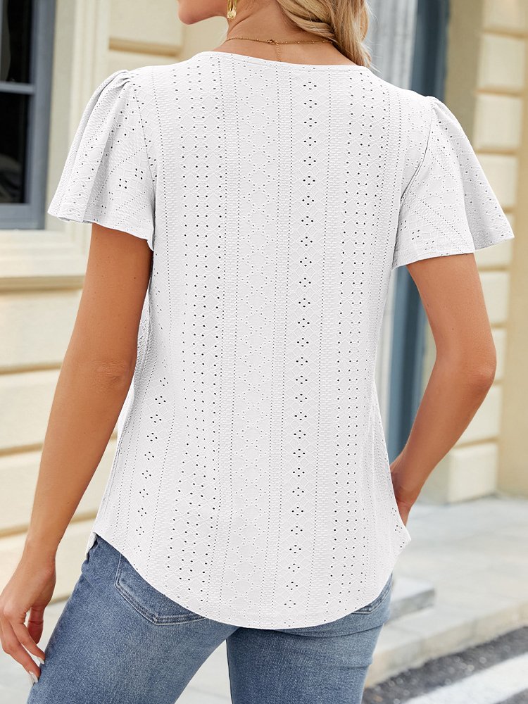 Casual Loose Square Neck Knitted T-Shirt