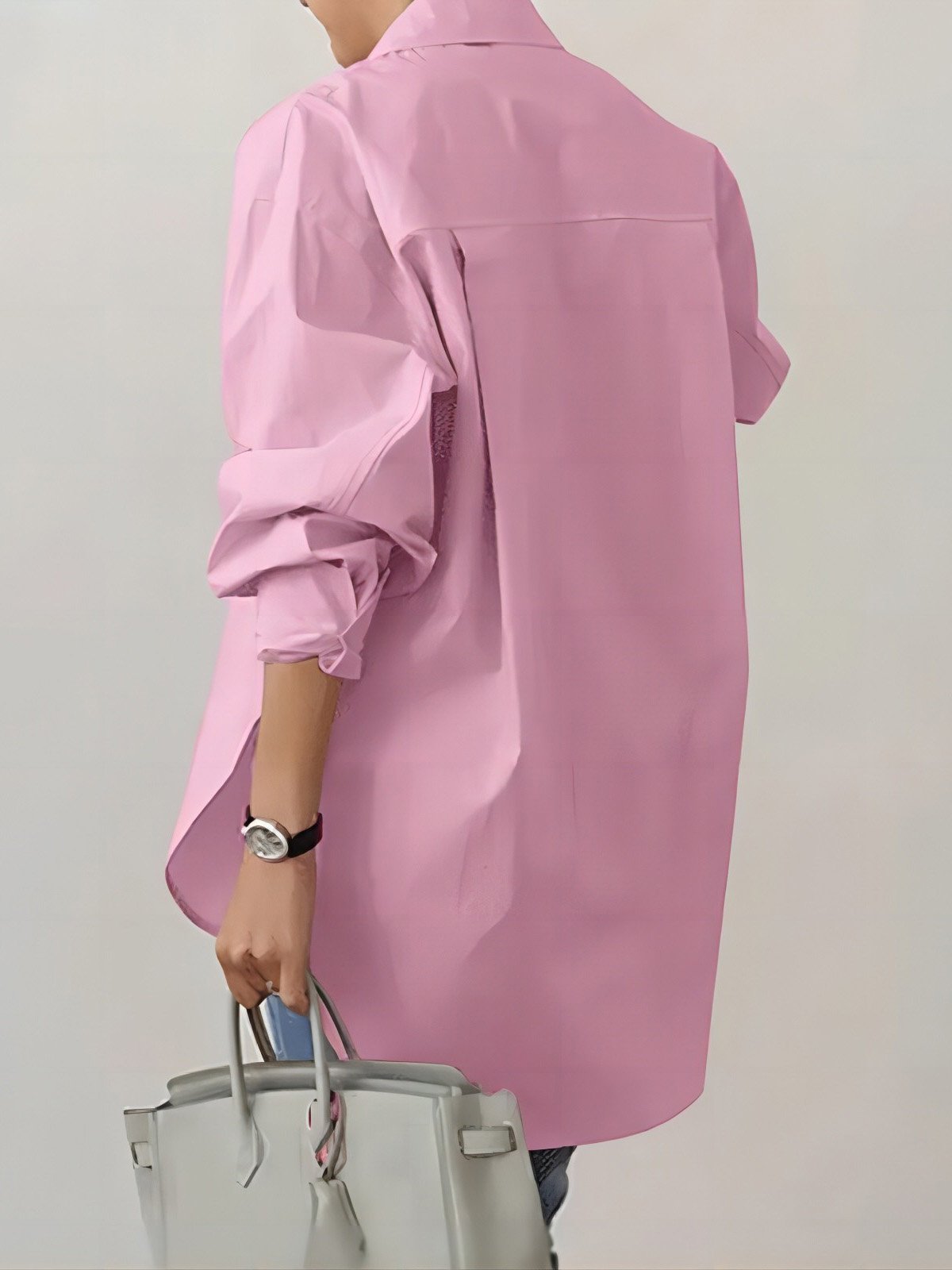 Loose Shirt Collar Casual Plain Blouse