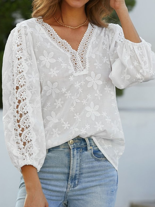 Linen Cotton And Linen Lace Shirt