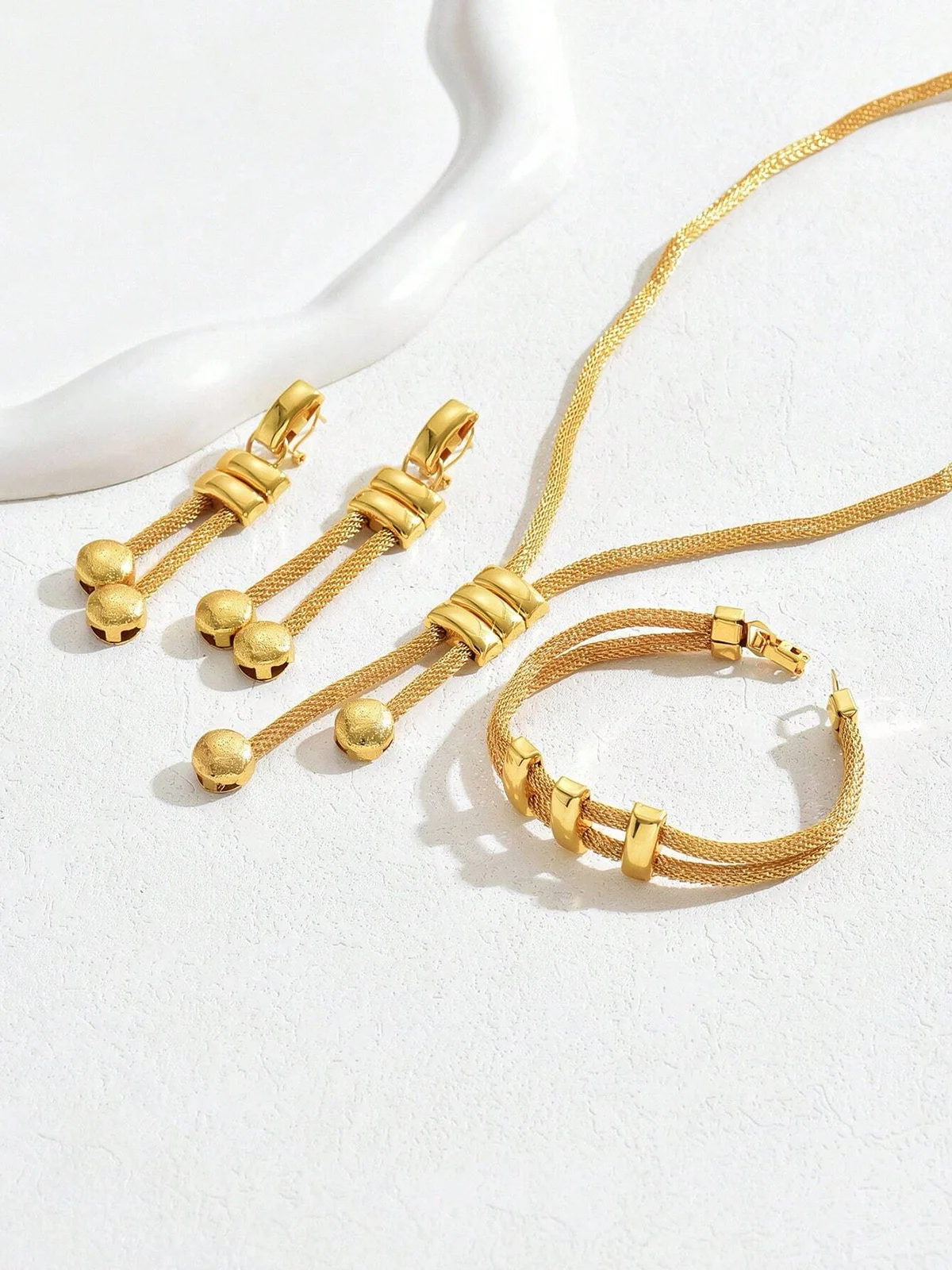 4pcs/set Elegant Electroplated 24K Gold Jewelry Set