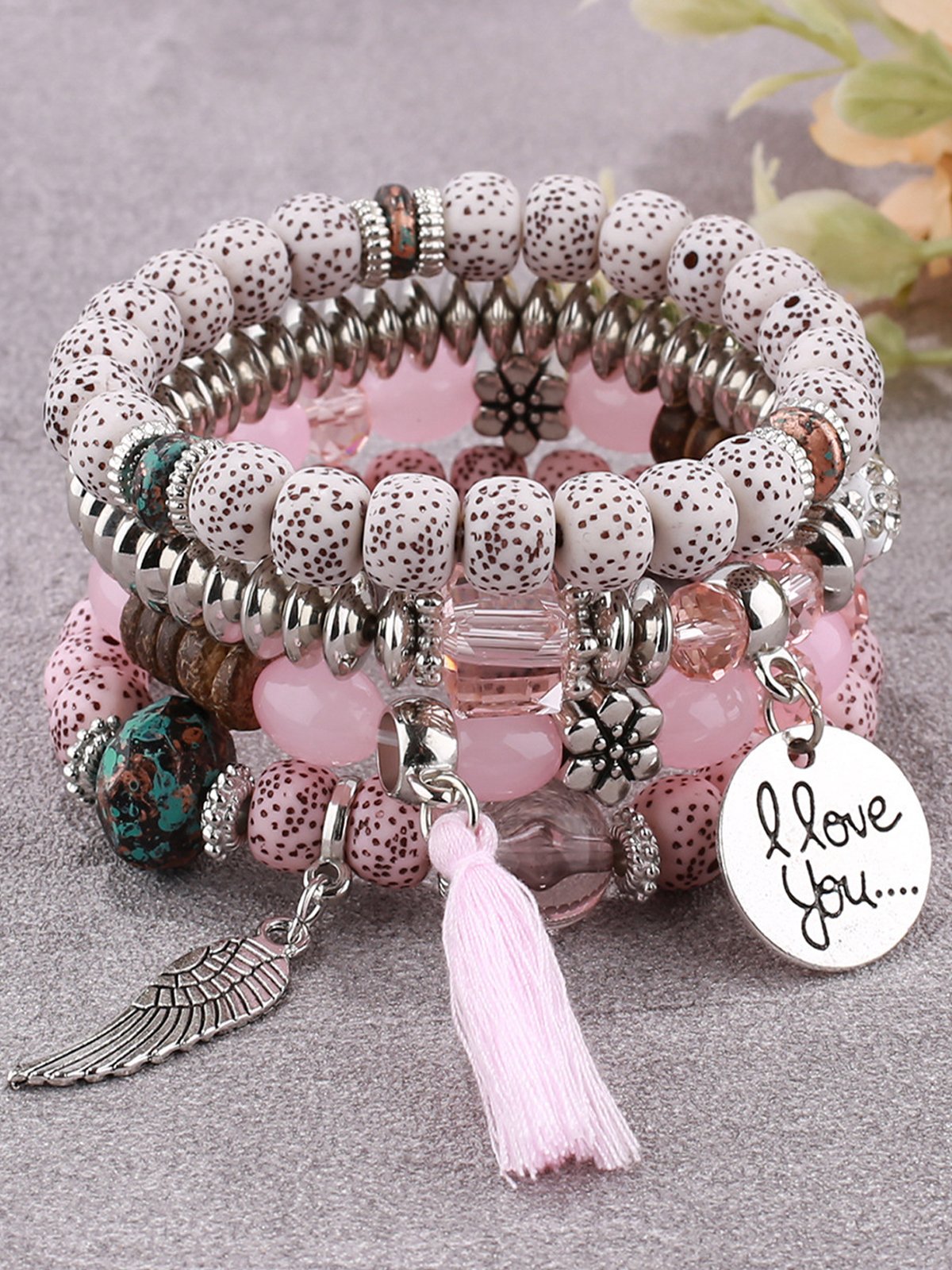 Bohemian multi-layer bracelet creative tassel bodhi beaded wings love fashion bracelet jewelry