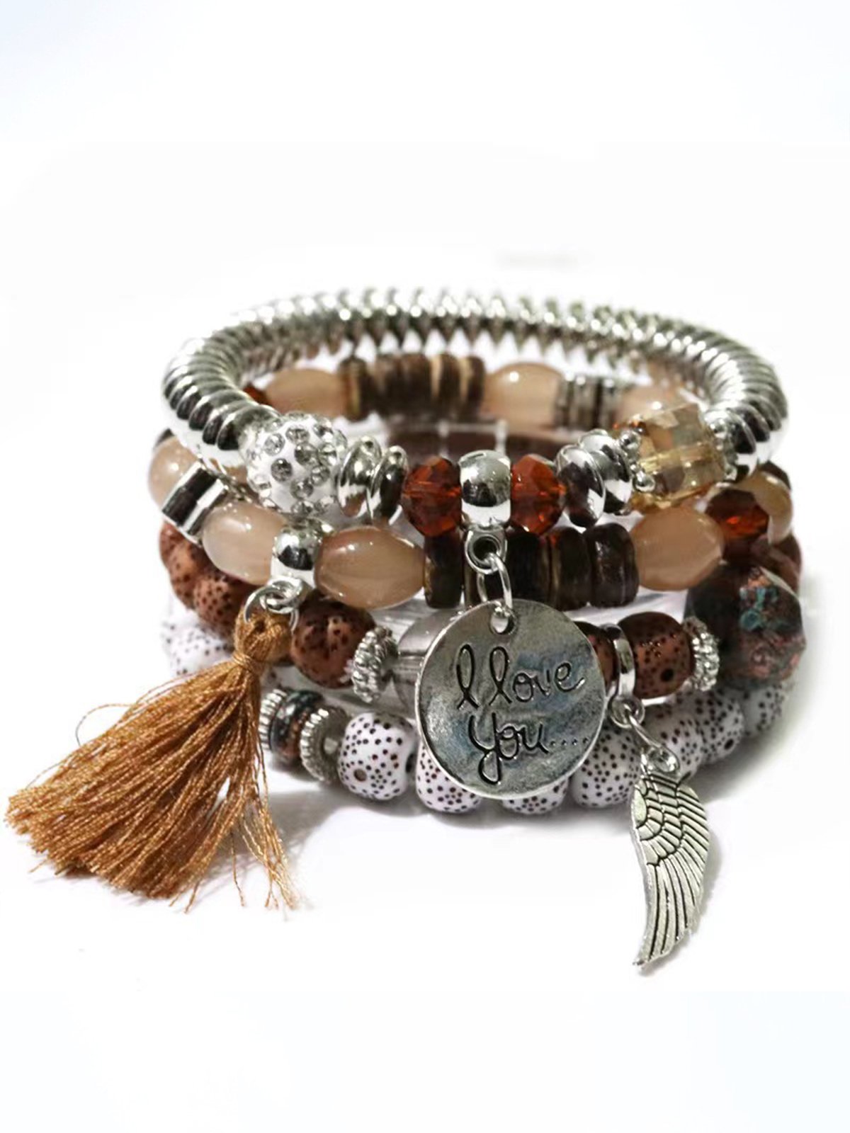 Bohemian multi-layer bracelet creative tassel bodhi beaded wings love fashion bracelet jewelry