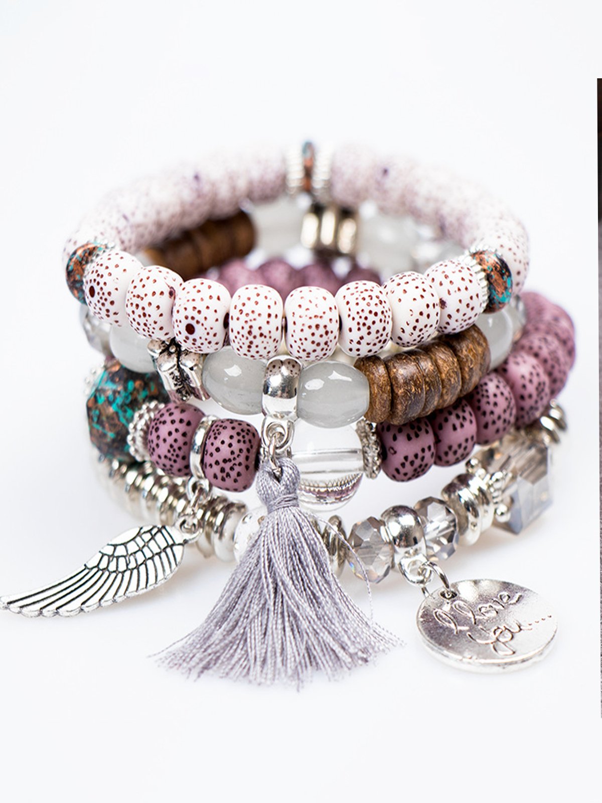 Bohemian multi-layer bracelet creative tassel bodhi beaded wings love fashion bracelet jewelry