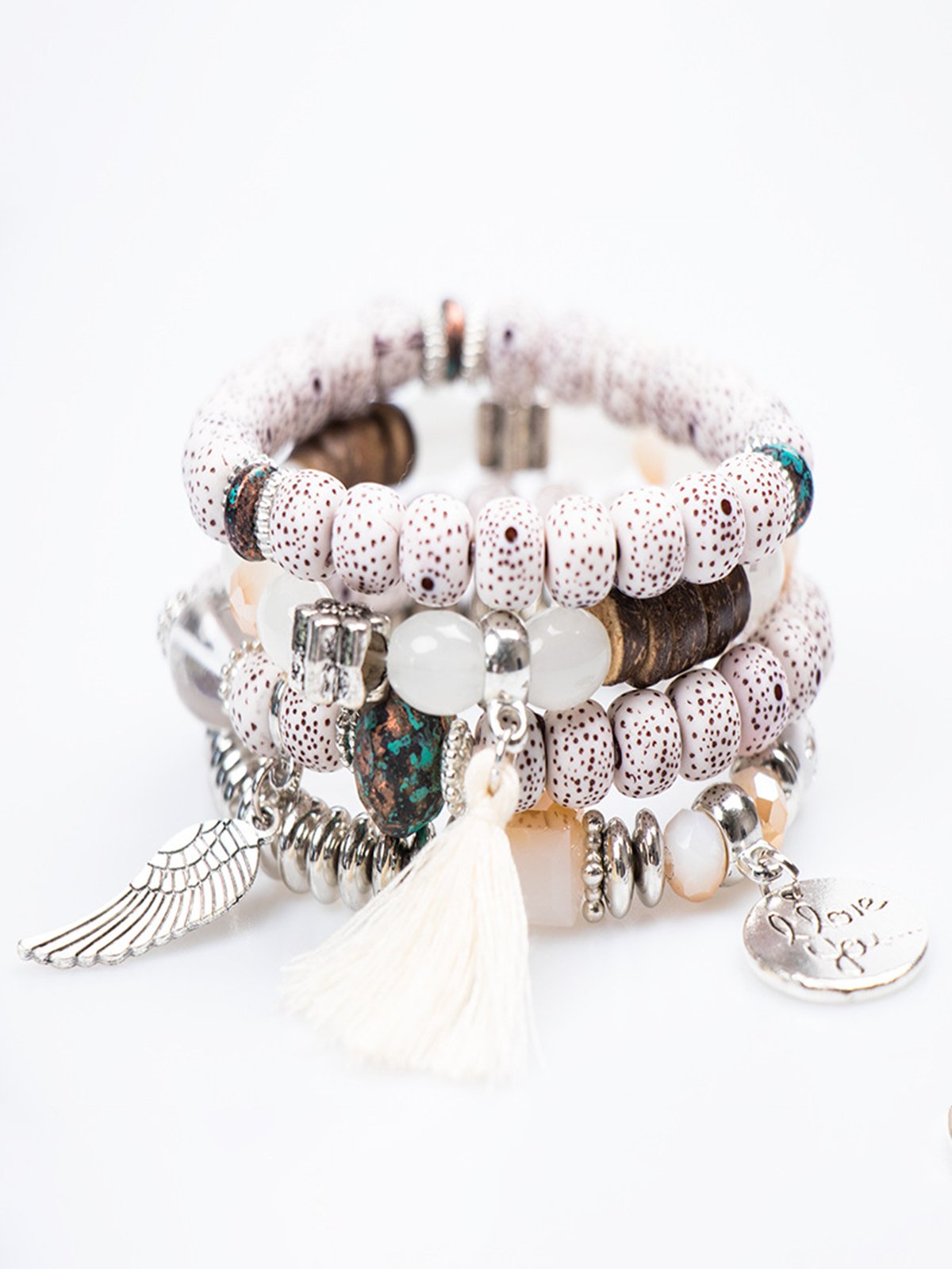 Bohemian multi-layer bracelet creative tassel bodhi beaded wings love fashion bracelet jewelry