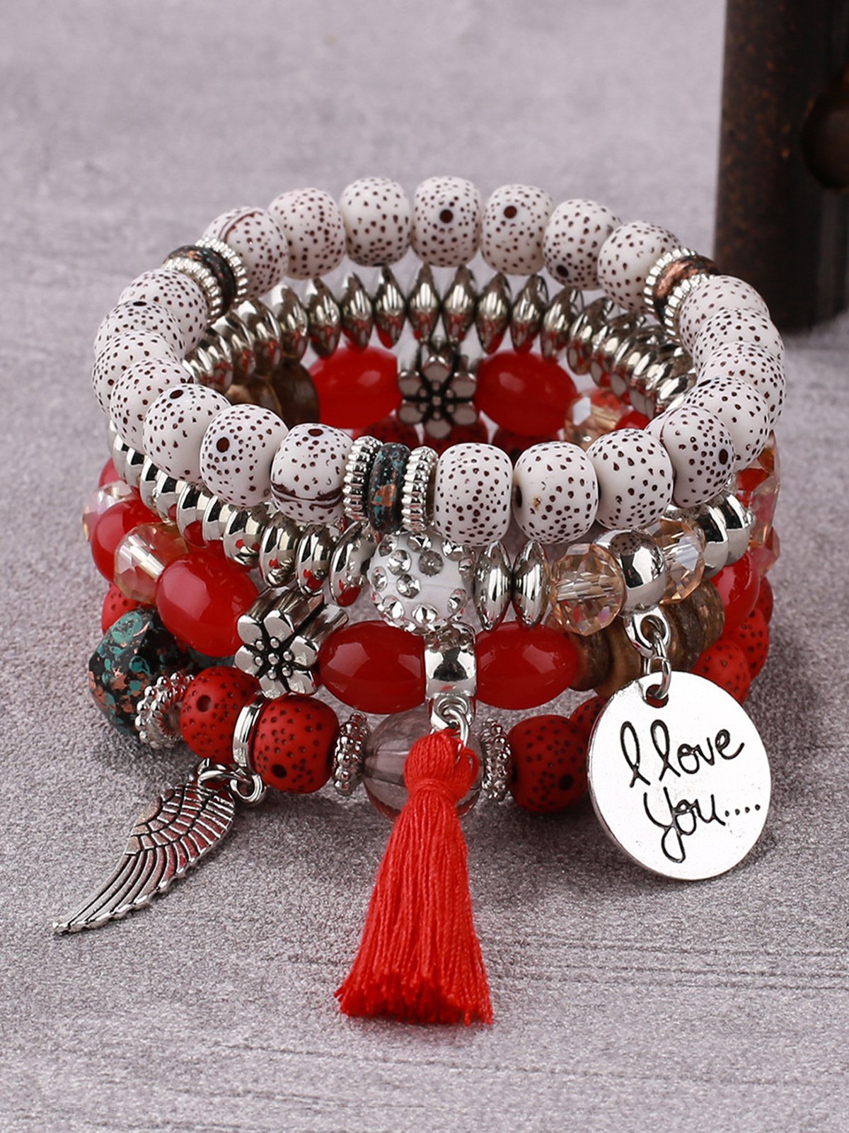 Bohemian multi-layer bracelet creative tassel bodhi beaded wings love fashion bracelet jewelry