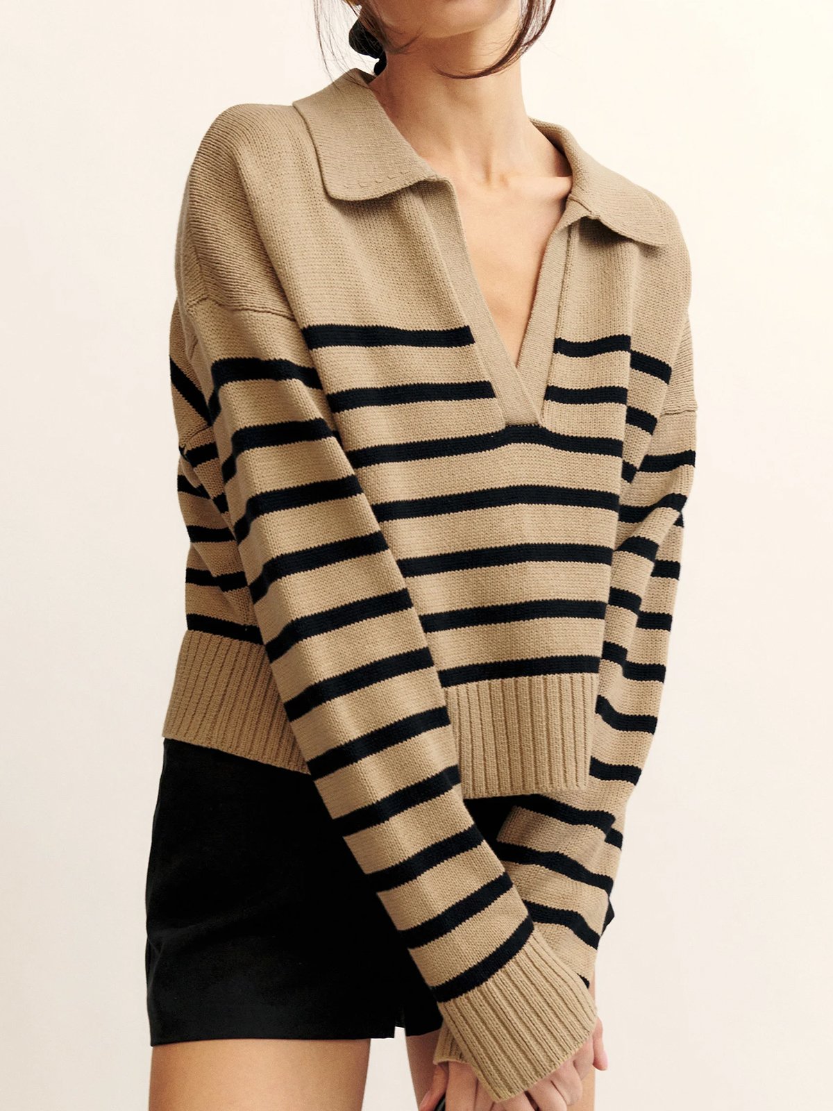 Casual Striped Loose Shirt Collar Two-Piece Set