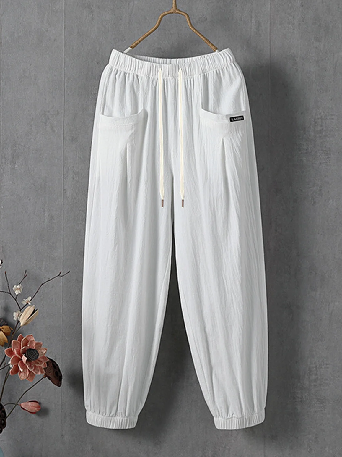 Cotton Pocket Stitching Casual Loose Pants