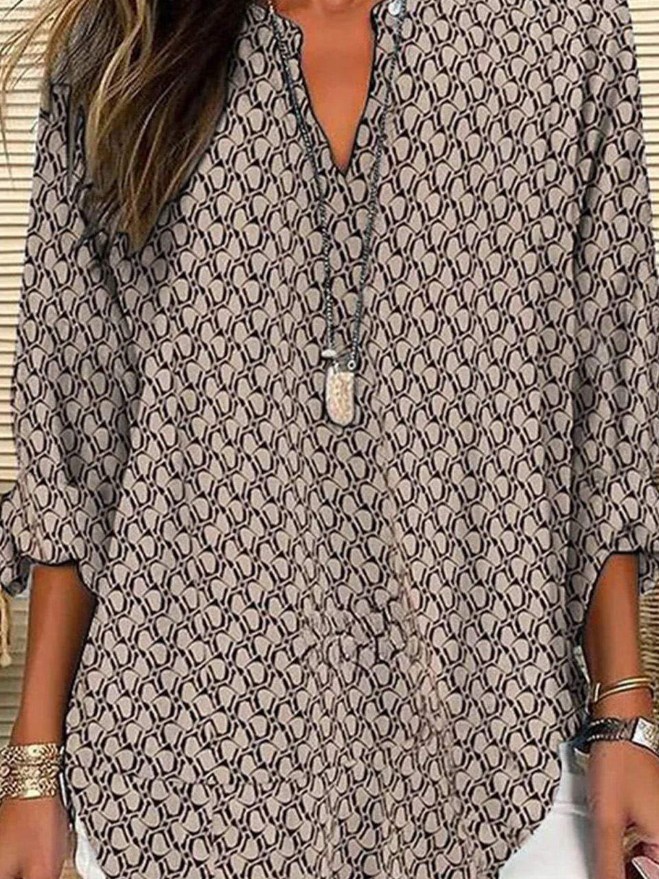 Casual V Neck Loose Shirt