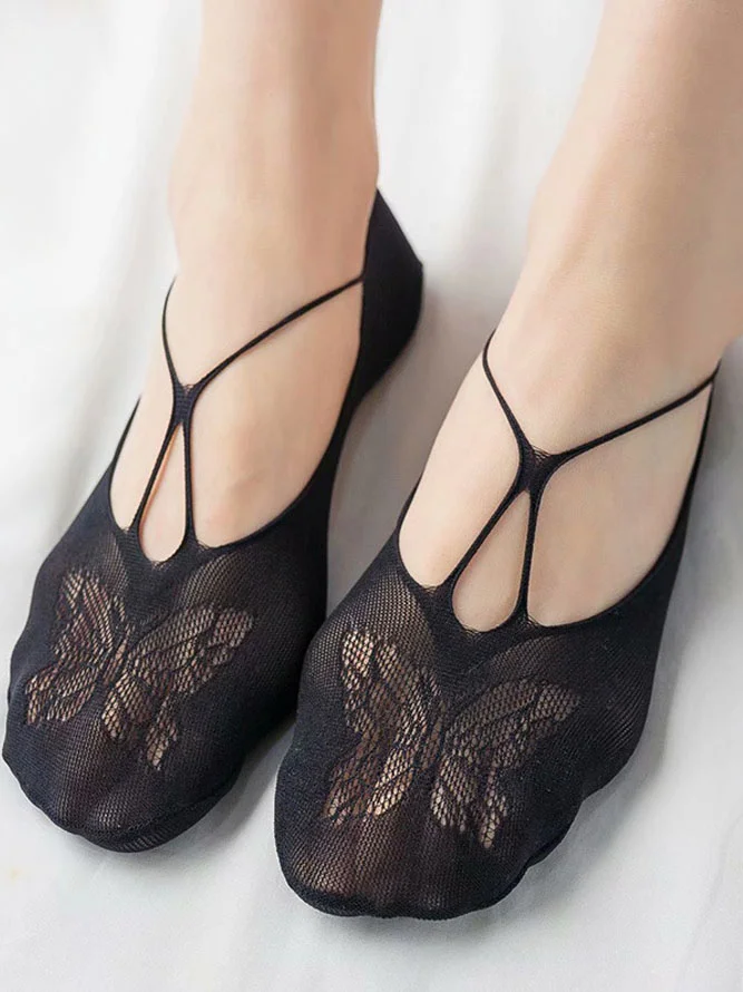 Lace Women's Shallow Cut Hollow Cross Invisible Socks