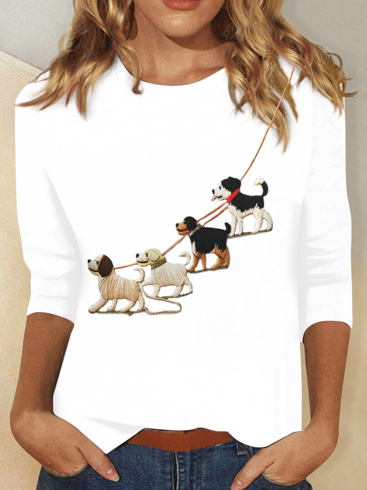 Dog Printed Casual T-Shirt