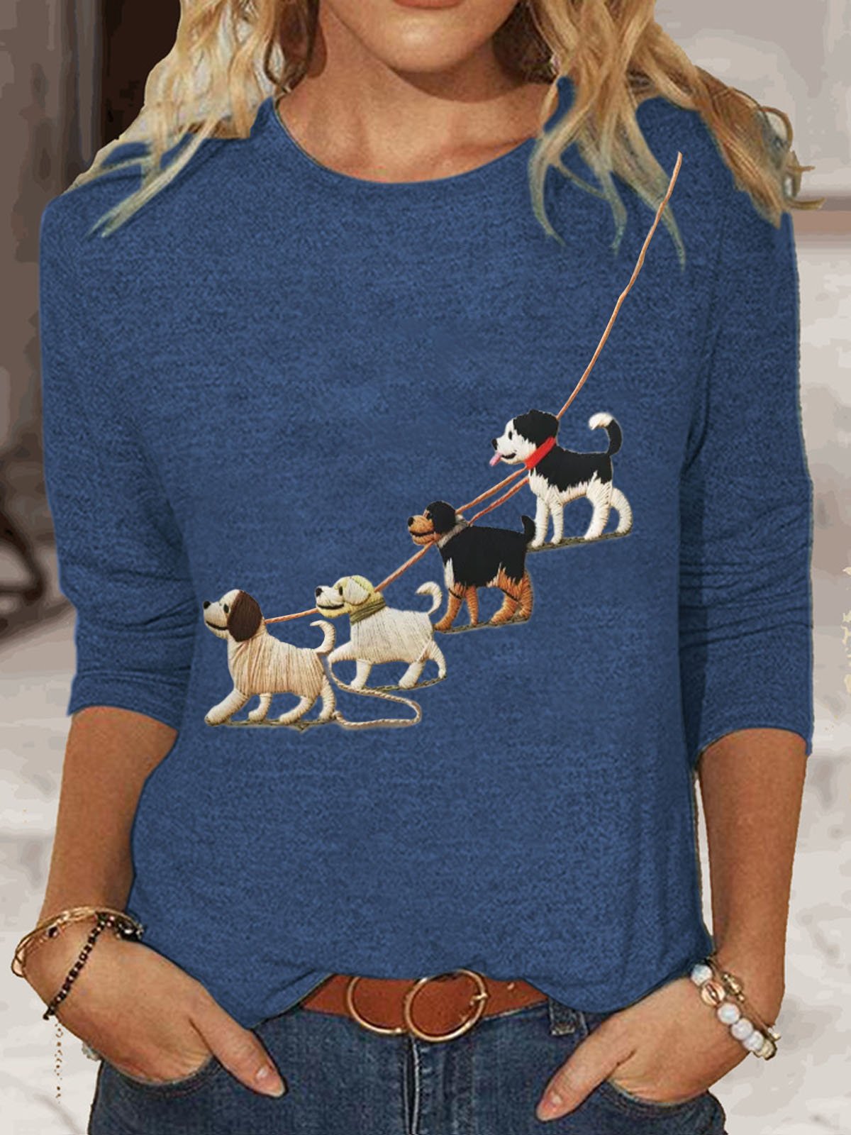 Dog Printed Casual T-Shirt