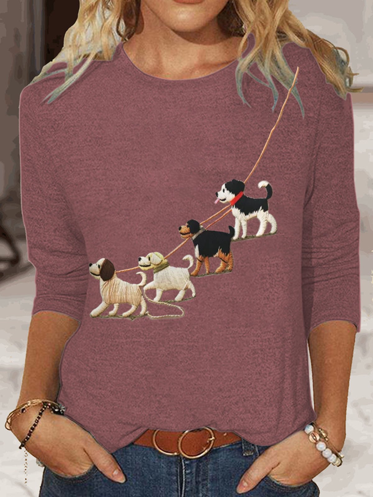 Dog Printed Casual T-Shirt