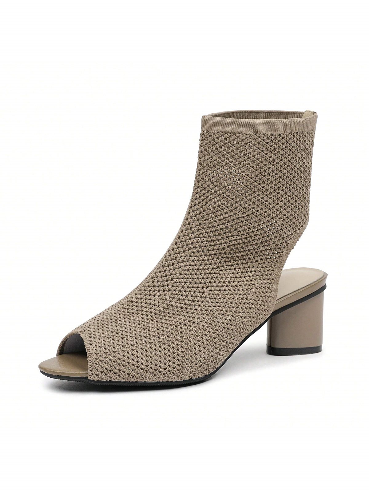 Minimalist Breathable Mesh Fabric Peep Toe Chunky Heel Boots