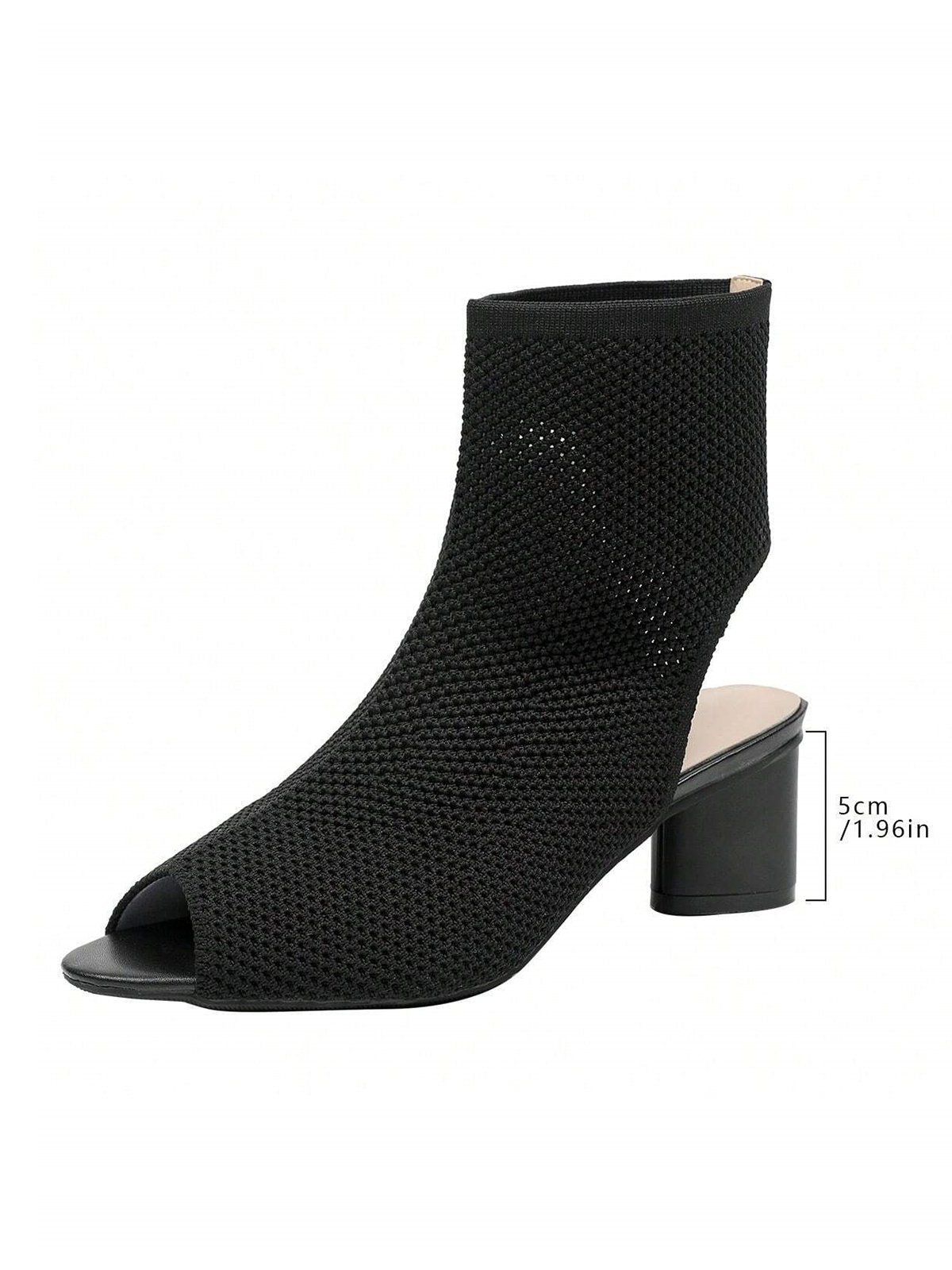 Minimalist Breathable Mesh Fabric Peep Toe Chunky Heel Boots