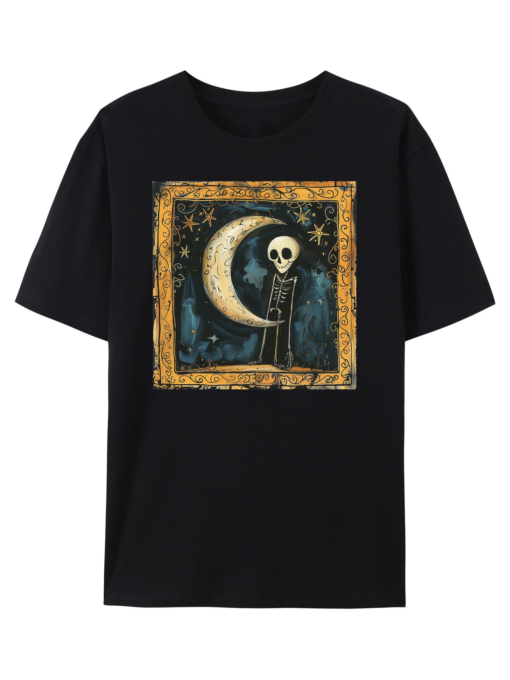 Moon Skull Design Casual T-Shirt