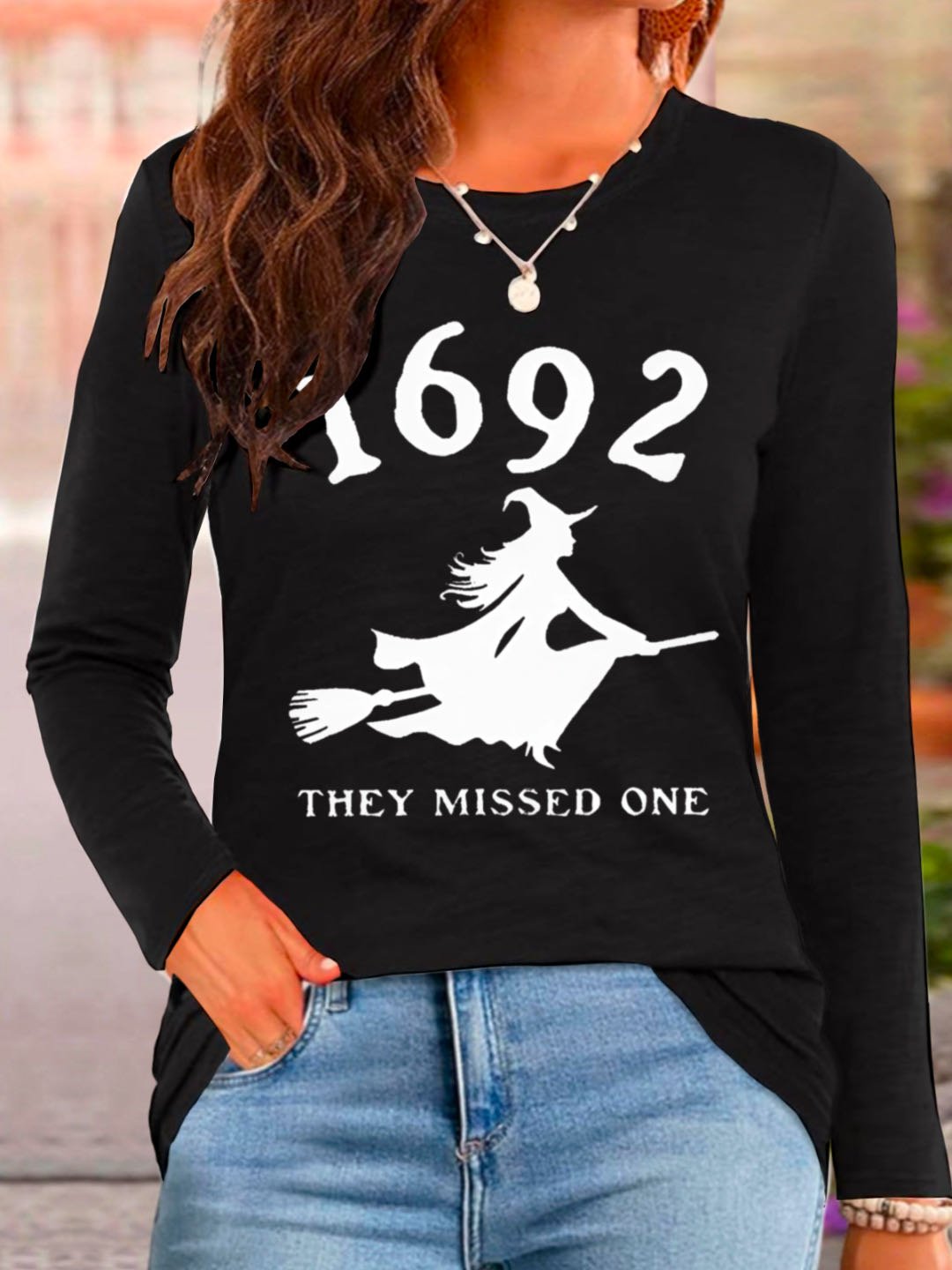 Women Text Letters Crew Neck Cotton Long Sleeve Casual Daily Spring/Fall T-shirt