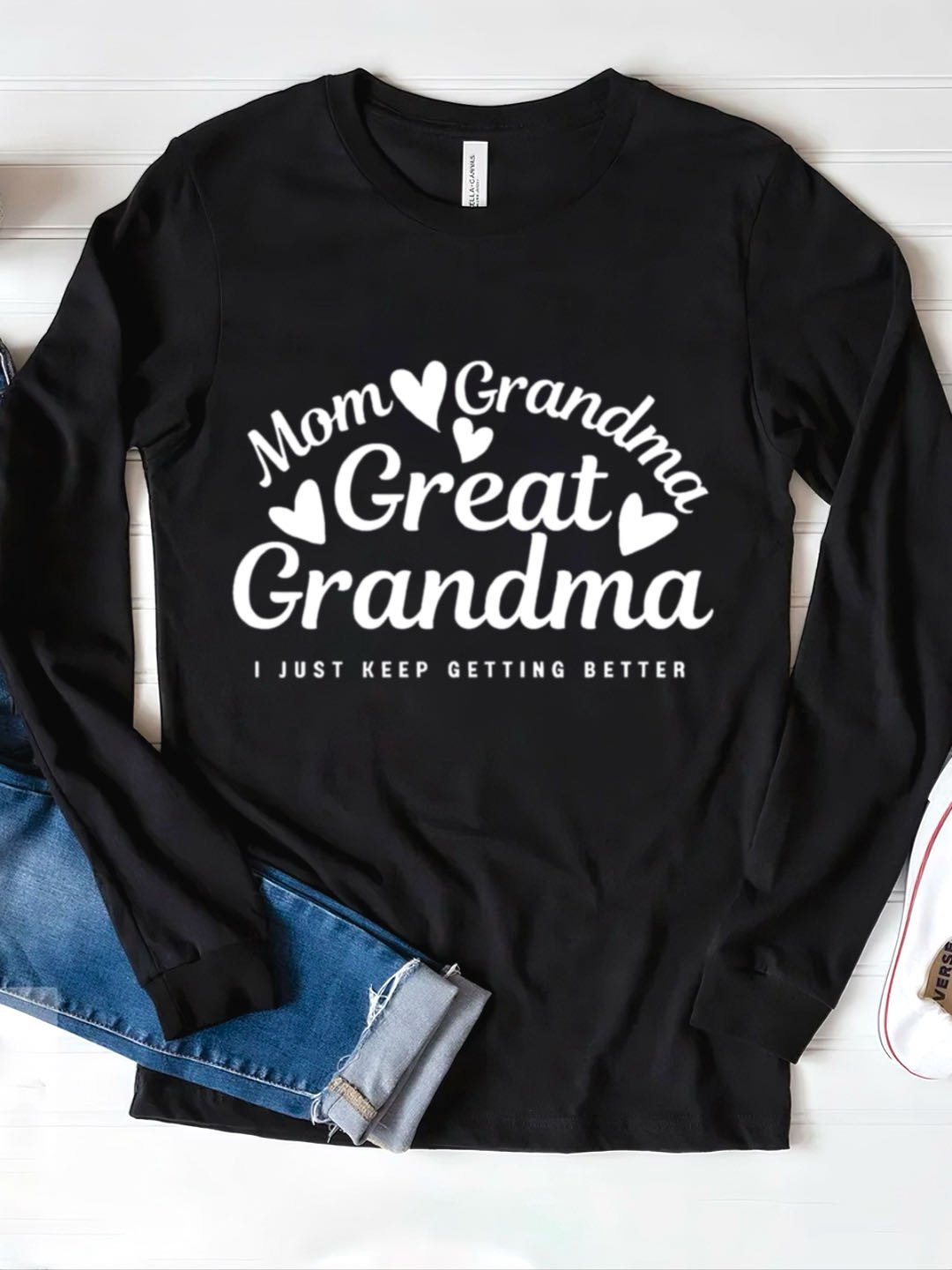 Women Letter Pattern Crew Neck Cotton Long Sleeve Casual Daily Spring/Fall T-shirt