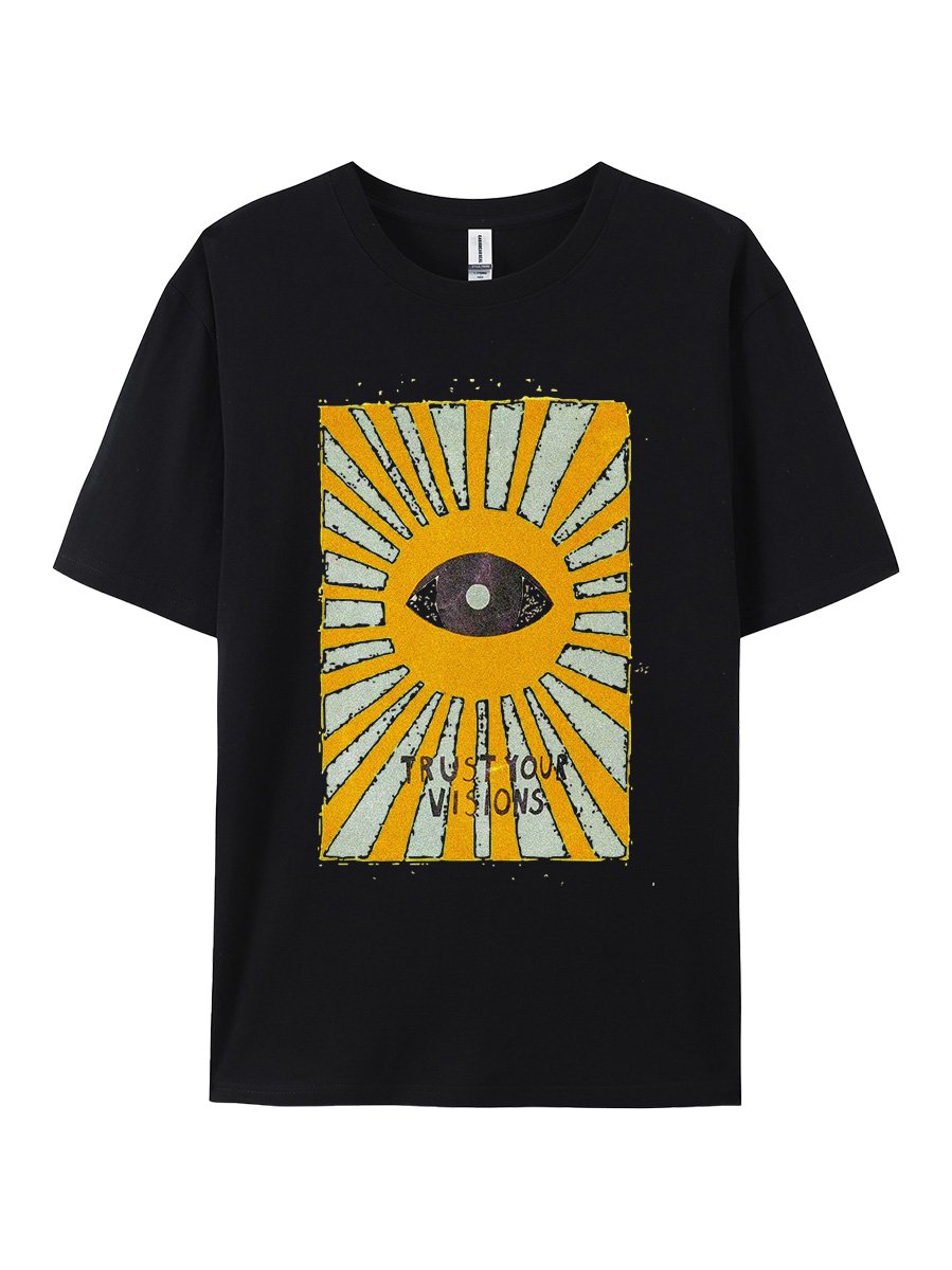 Trust Your Visions Affirmation Slogan Tarot God Of Sun God of Eye Cotton Short Sleeve T Shirt