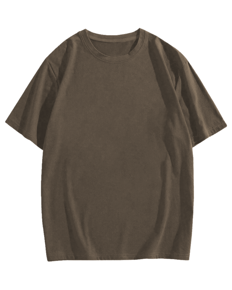 Crew Neck Plain Loose Simple T-Shirt