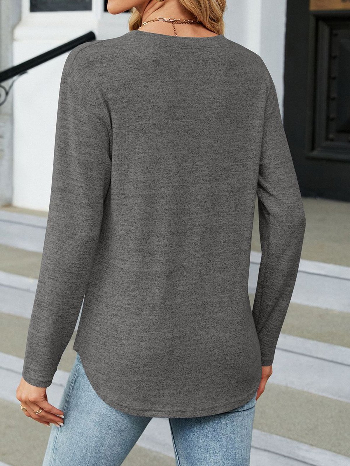 Crew Neck Loose Plain Casual T-Shirt