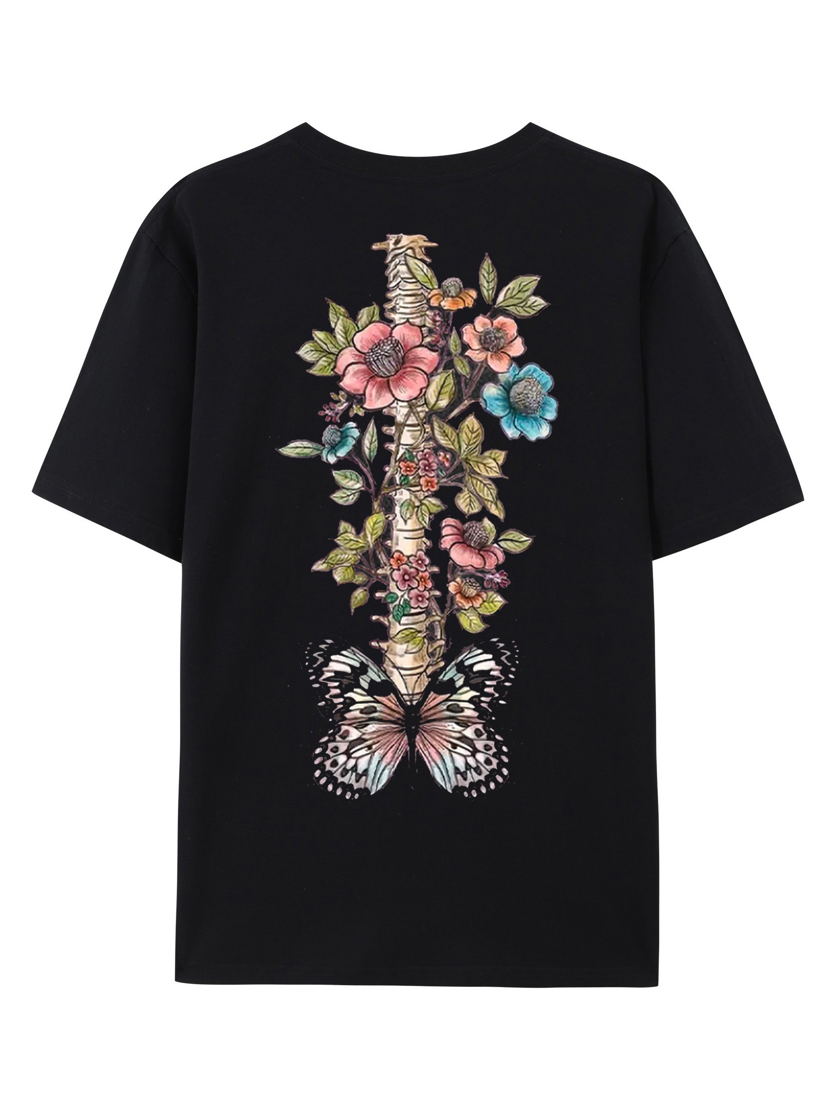 Floral Skull Design T-Shirt