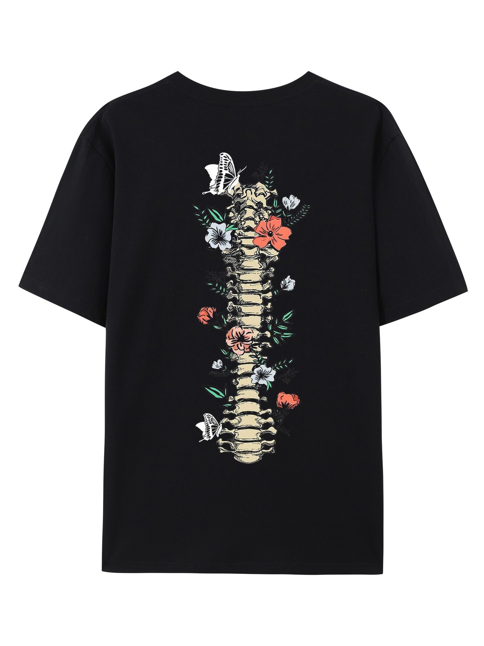 Skull Floral Print Design T-Shirt