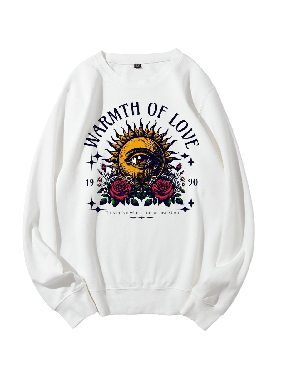 Warmth Of Love The Sun Is A Witness To Our Love Story Aztec Sun God Rose Cotton Sweatshirt