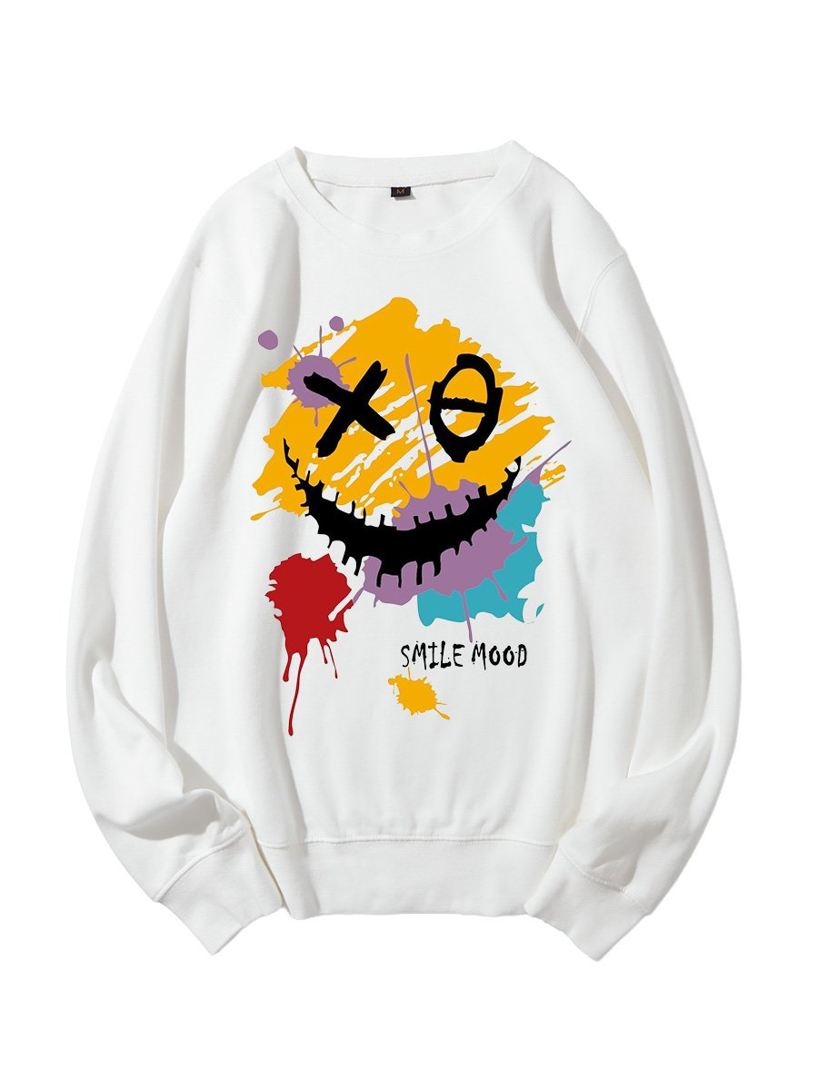 Funny Smiley Face Graffiti Cotton Sweatshirt