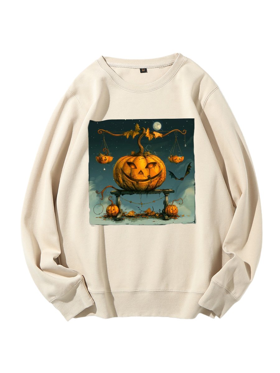 Constellations Libra Pumpkin Oil Painting Cotton Sweatshirt