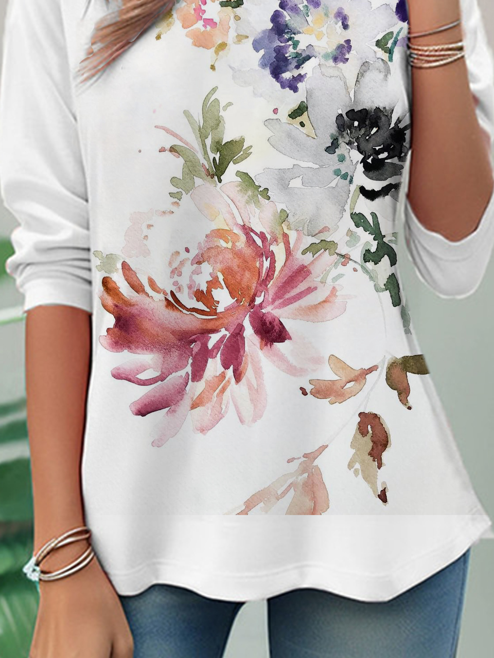 Casual Floral Crew Neck T-Shirt