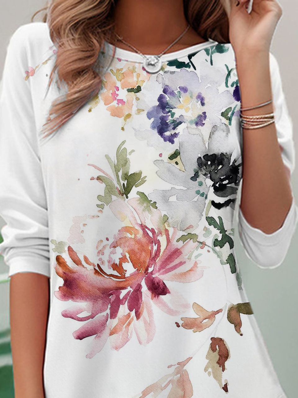 Casual Floral Crew Neck T-Shirt