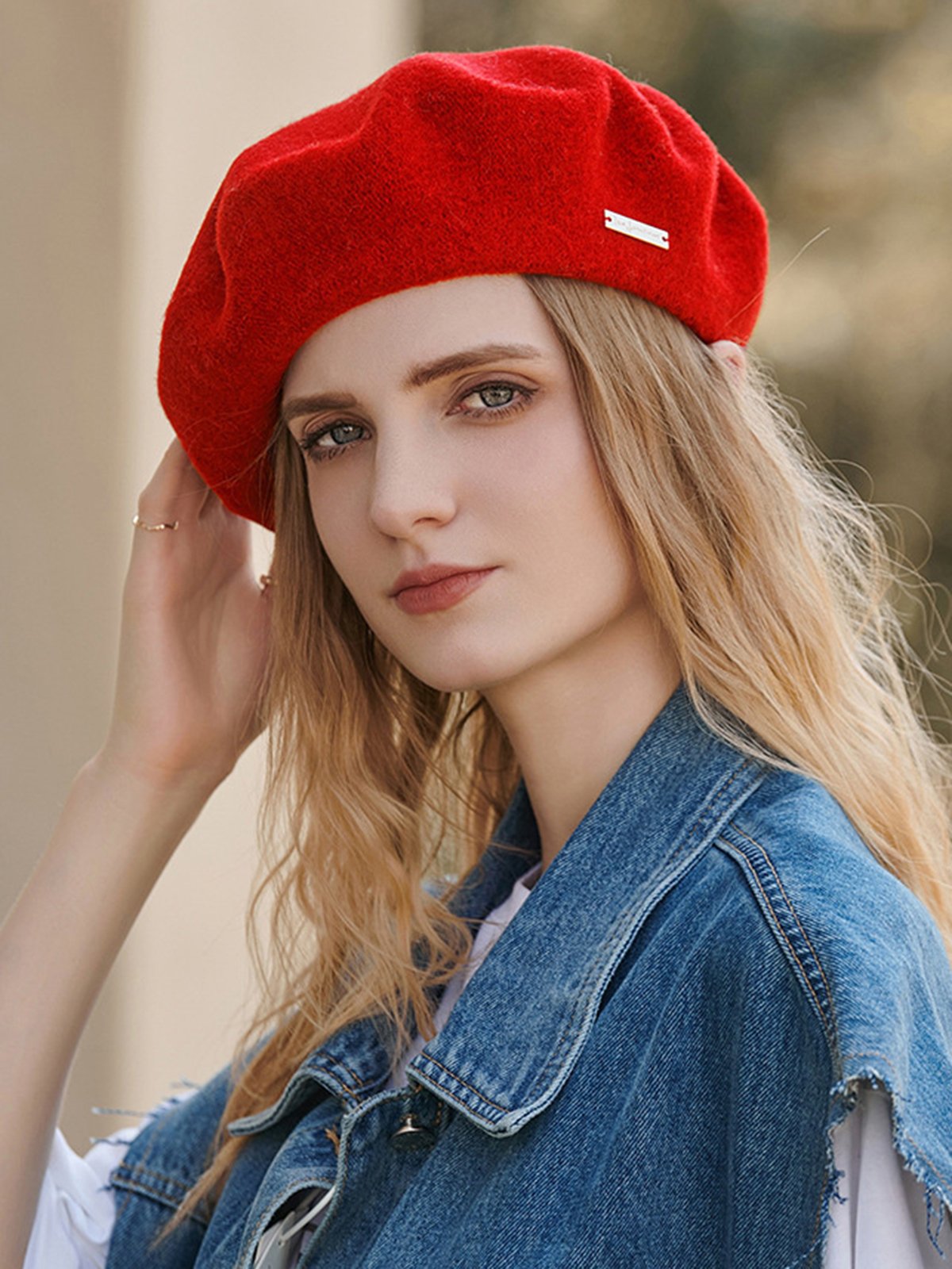 Casual Metal Decor Beret