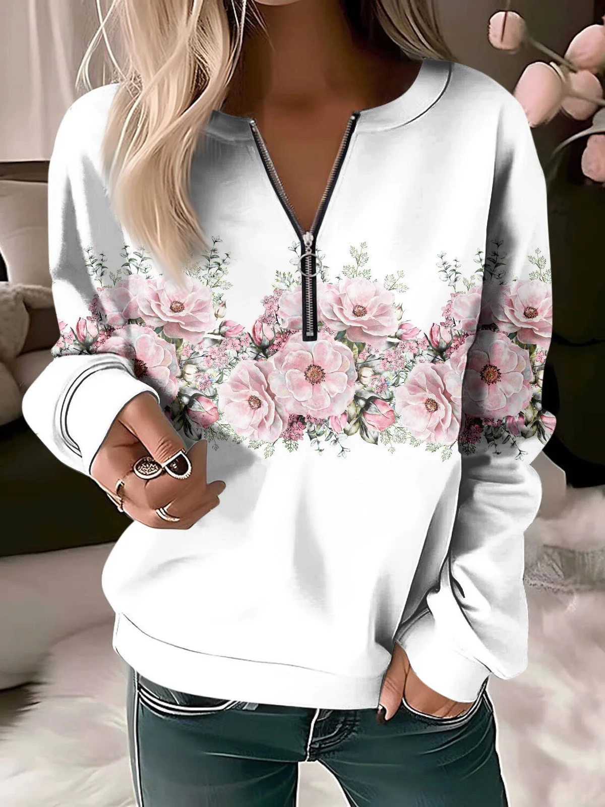 Floral Casual Sweatshirt