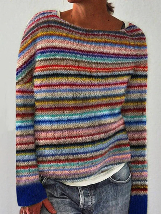 Yarn/Wool Yarn Abstract Casual Crew Neck Sweater